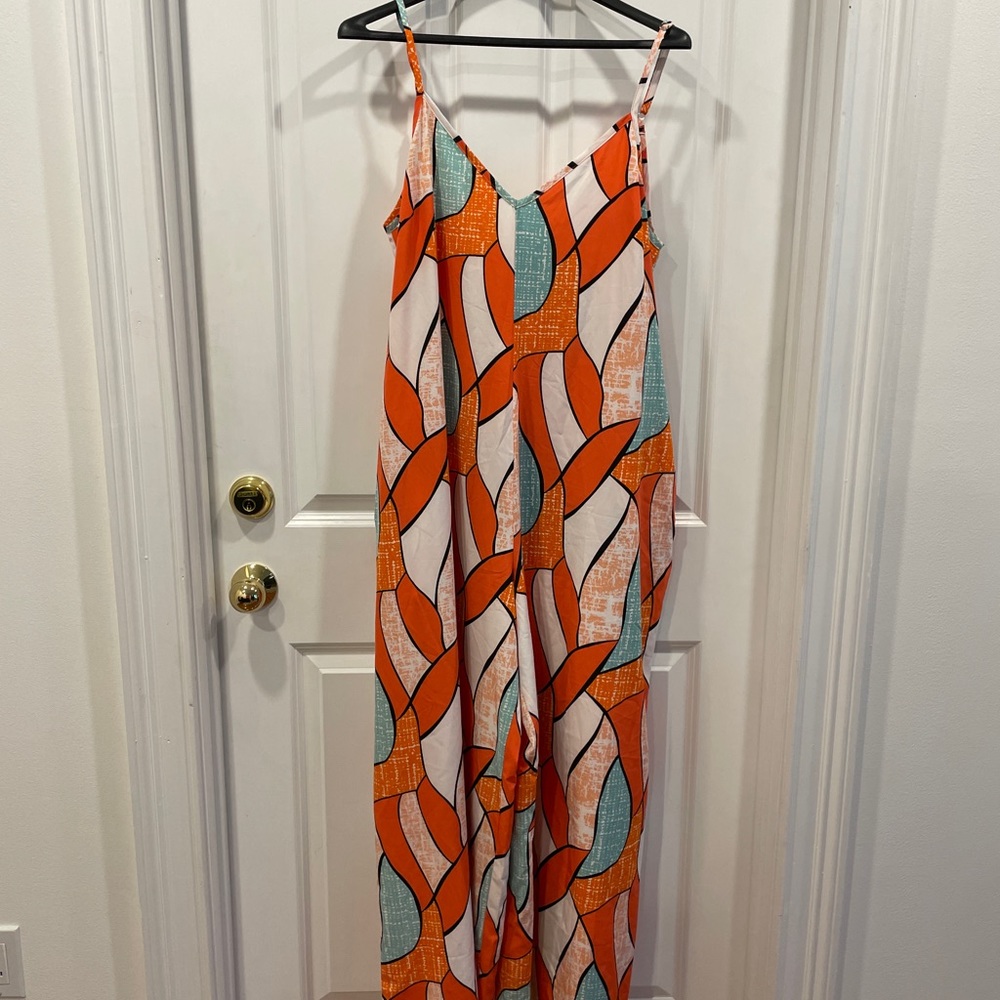 Colorful wide leg cami jumpsuit